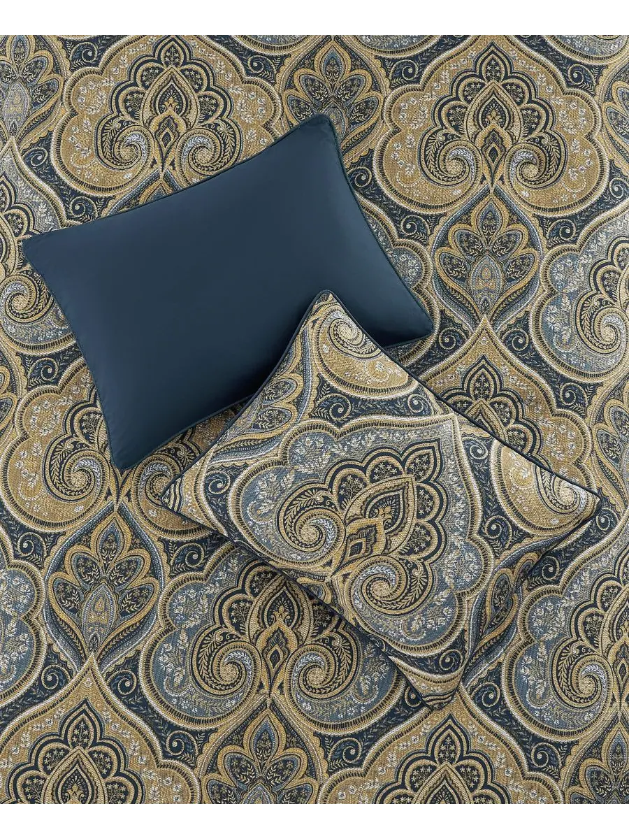 Комплект постельного белья Messina Damask из 3 предметов, размер Full/Queen Royal Court — изображение 3 из 6, темно-синий
