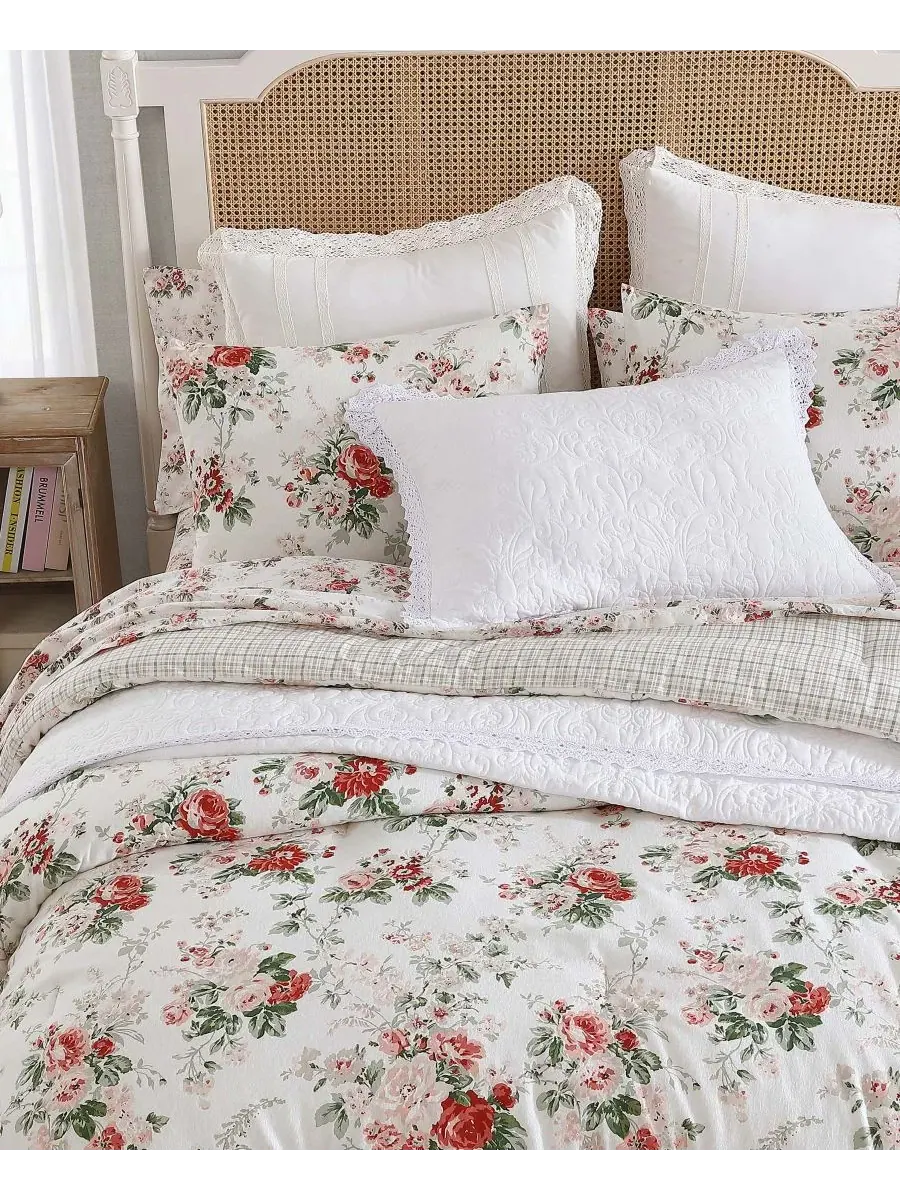 Комплект постельного белья Ashfield из фланели, 2 предмета, размер Twin Laura Ashley — изображение 5 из 9, красный зеленый