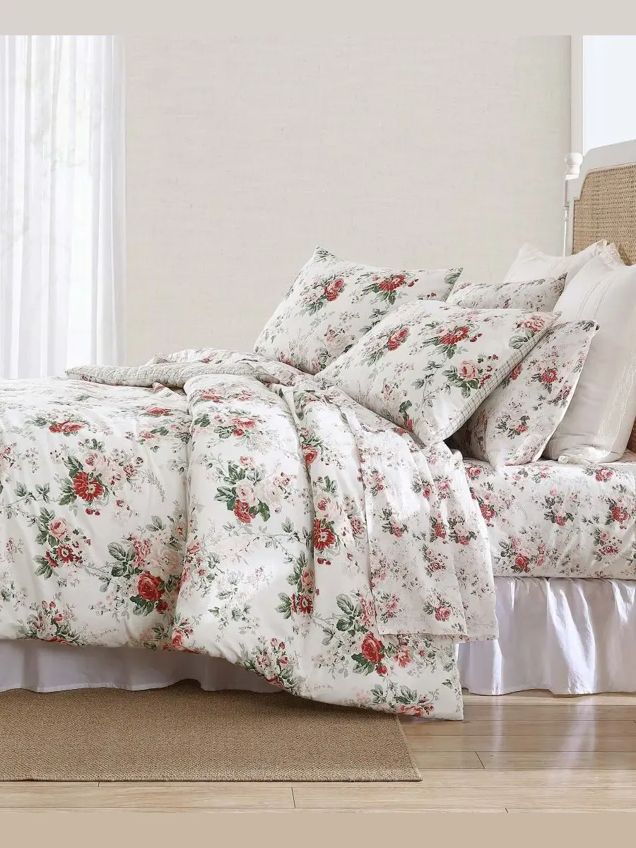 Комплект постельного белья Ashfield из фланели, 2 предмета, размер Twin Laura Ashley — изображение 6 из 9, красный зеленый