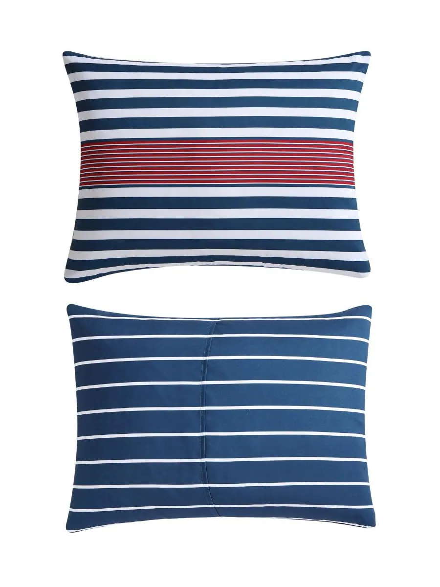 Комплект постельного белья Kennedy Stripe из 3 предметов, размер Full/Queen Nautica — изображение 3 из 5, синий/белый/красный