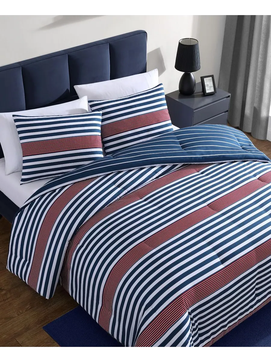 Комплект постельного белья Kennedy Stripe из 3 предметов, размер Full/Queen Nautica — изображение 5 из 5, синий/белый/красный