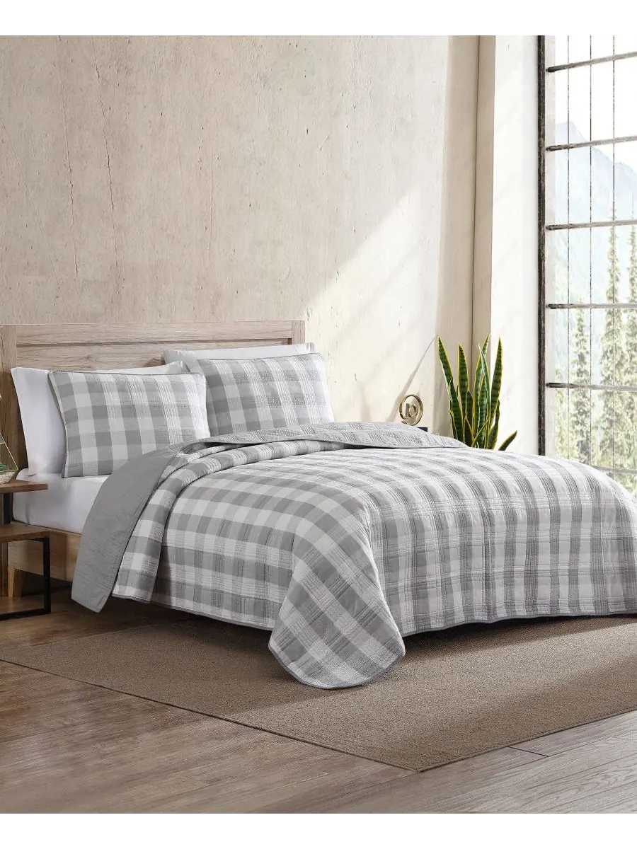 Комплект постельного белья Lakehouse Plaid из 2 предметов, размер Twin Eddie Bauer — изображение 2 из 7, серый