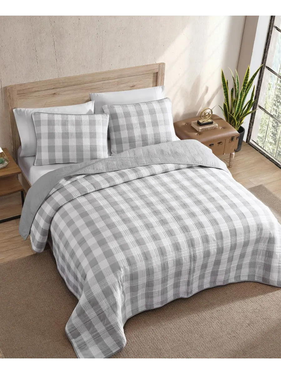 Комплект постельного белья Lakehouse Plaid из 2 предметов, размер Twin Eddie Bauer — изображение 3 из 7, серый