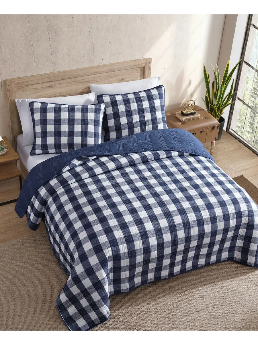 Комплект постельного белья Lakehouse Plaid из 2 предметов, размер Twin Eddie Bauer — изображение 3 из 7, синий