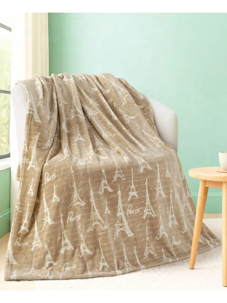Большой плюшевый плед, 152 x 178 см Boho Living — изображение 2 из 5, тауп