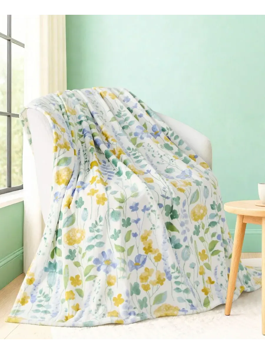 Большой плюшевый плед, 152 x 178 см Boho Living — изображение 2 из 5, синий
