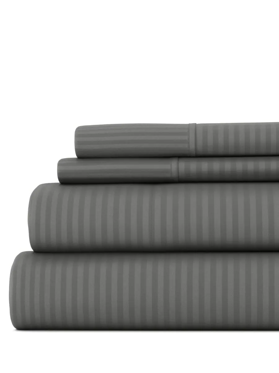 Комплект постельного белья Expressed In Embossed Striped из 3 предметов, размер Twin Ienjoy Home — изображение 1 из 10, серый