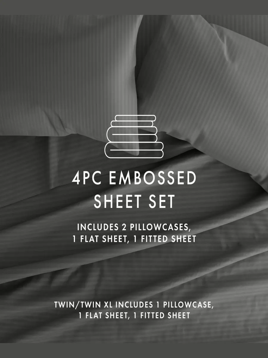 Комплект постельного белья Expressed In Embossed Striped из 3 предметов, размер Twin Ienjoy Home — изображение 8 из 10, серый