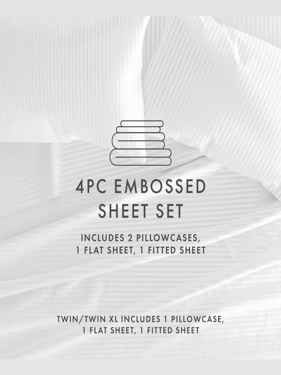 Комплект постельного белья Expressed In Embossed Striped из 3 предметов, размер Twin ienjoy Home — изображение 8 из 10, белый