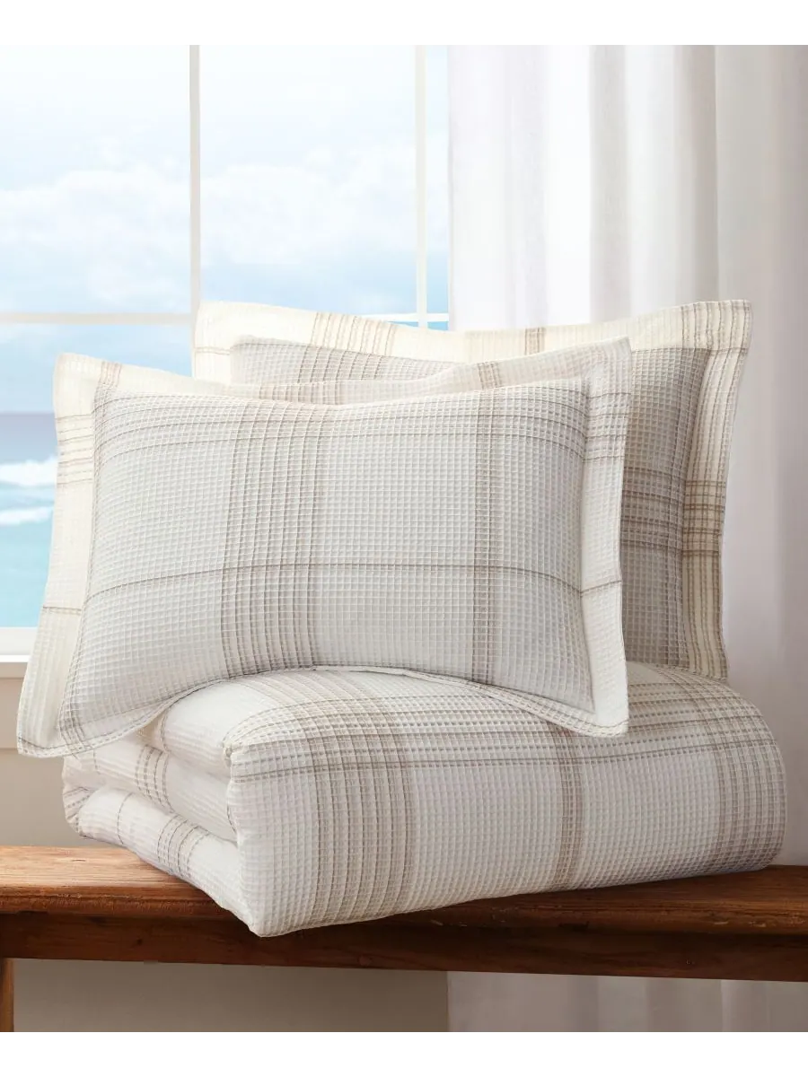 Комплект постельного белья Home Waffle Plaid из 3 предметов, размер King Levtex — изображение 6 из 6, тауп