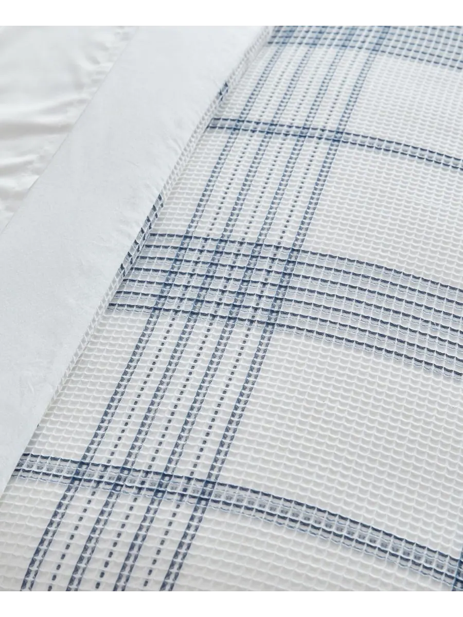 Комплект постельного белья Home Waffle Plaid из 3 предметов, размер King Levtex — изображение 4 из 6, темно-синий