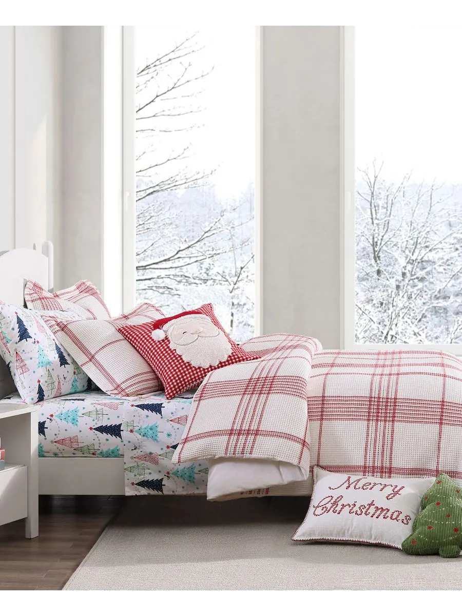 Комплект постельного белья Home Waffle Plaid из 3 предметов, размер King Levtex — изображение 2 из 7, красный