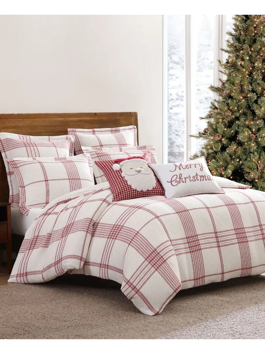 Комплект постельного белья Home Waffle Plaid из 3 предметов, размер King Levtex — изображение 5 из 7, красный