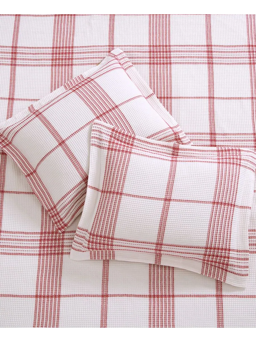 Комплект постельного белья Home Waffle Plaid из 3 предметов, размер King Levtex — изображение 6 из 7, красный