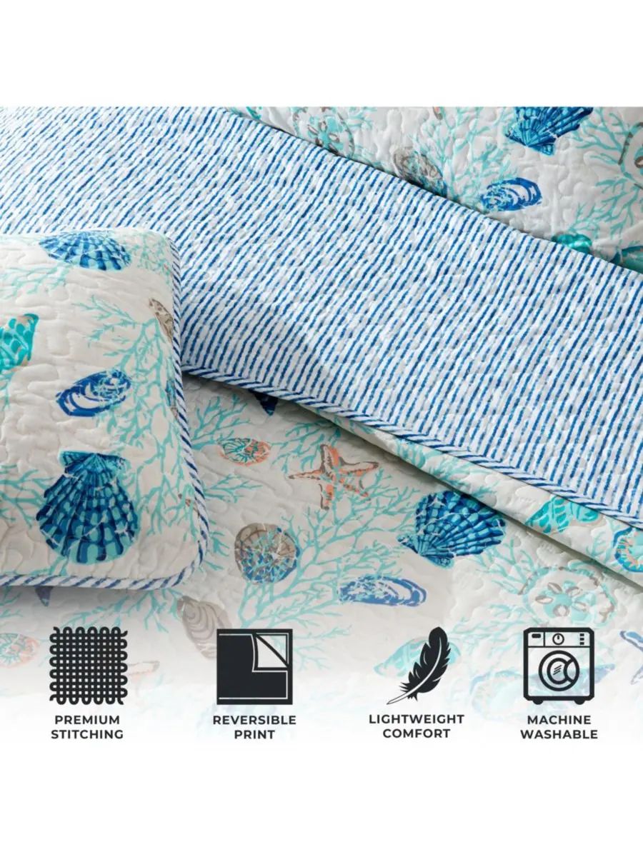 Комплект постельного белья из микрофибры Coastal с наволочками Linery & Co — изображение 6 из 6, синий