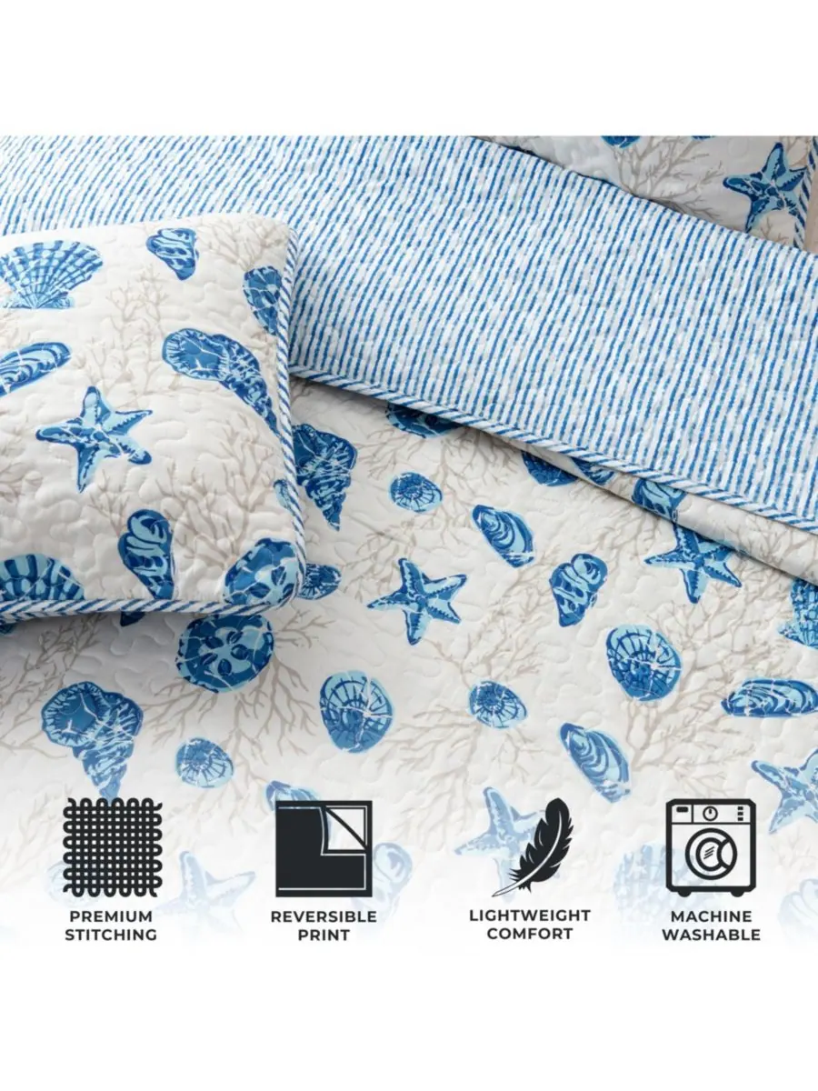 Комплект постельного белья из микрофибры Coastal с наволочками Linery & Co — изображение 2 из 5, синий