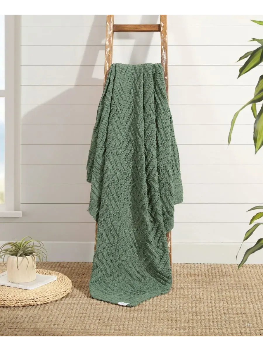 Плед вязаный с цепочкой, 152 x 127 см Tommy Bahama Home — изображение 4 из 7, зеленый