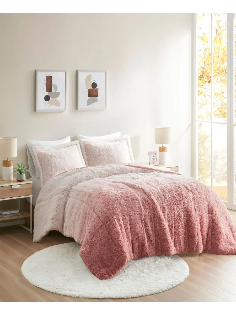Комплект постельного белья Brielle Ombre из 2 предметов с пушистым искусственным мехом, размер — изображение 2 из 9