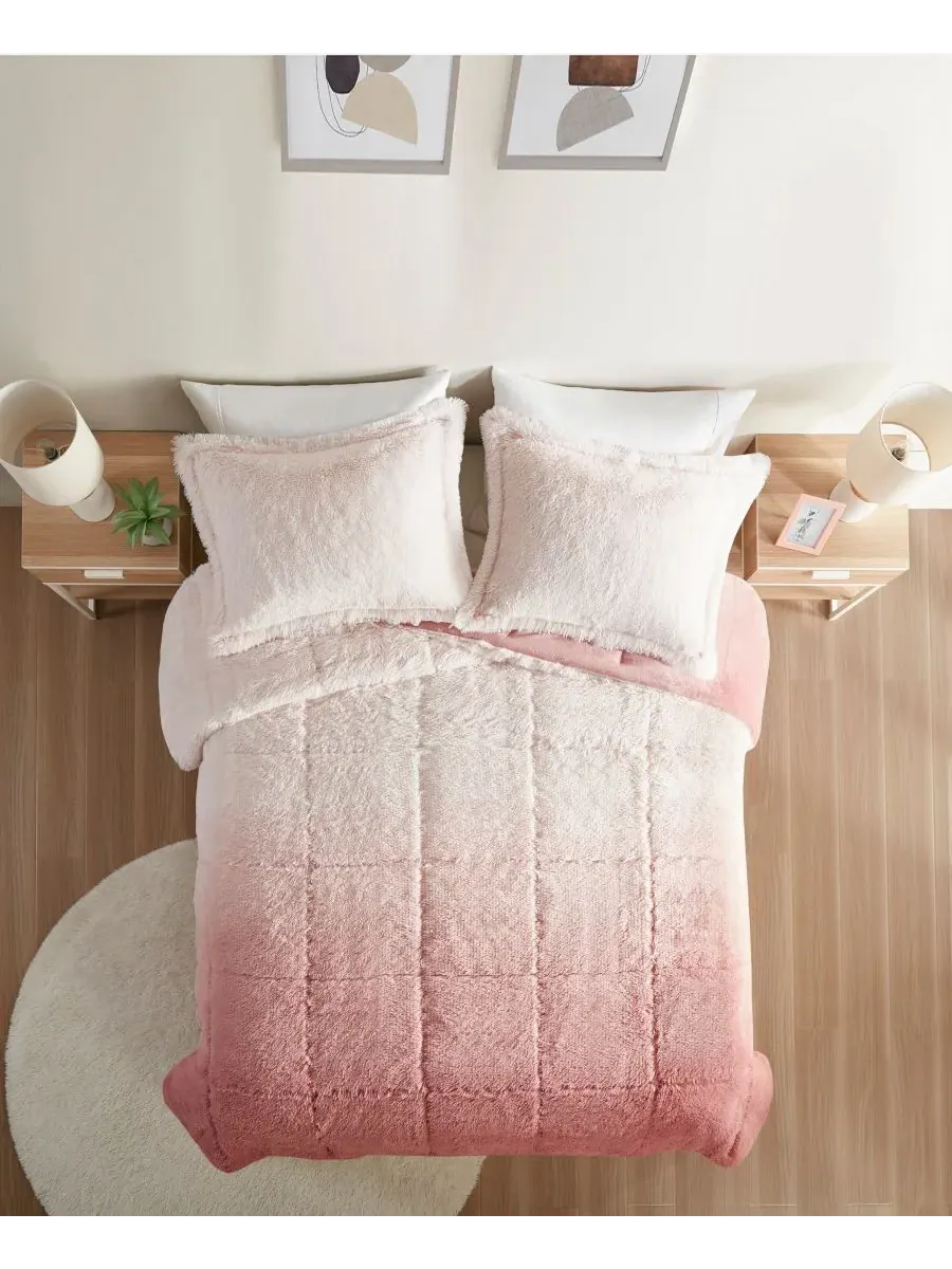 Комплект постельного белья Brielle Ombre из 2 предметов с пушистым искусственным мехом, размер — изображение 7 из 9