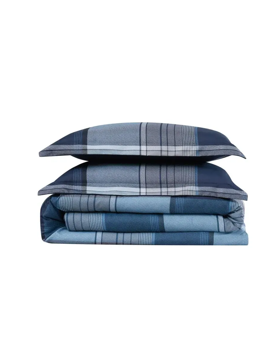 Комплект стеганых одеял Trey Plaid с наволочками Truly Soft — изображение 2 из 3, синий