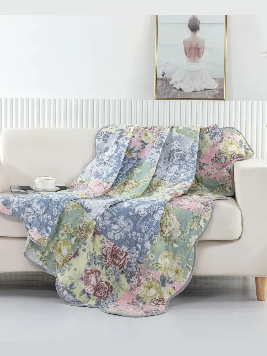 Традиционный стеганый плед Emma с цветочным узором, 50 x 60 дюймов Greenland Home Fashions