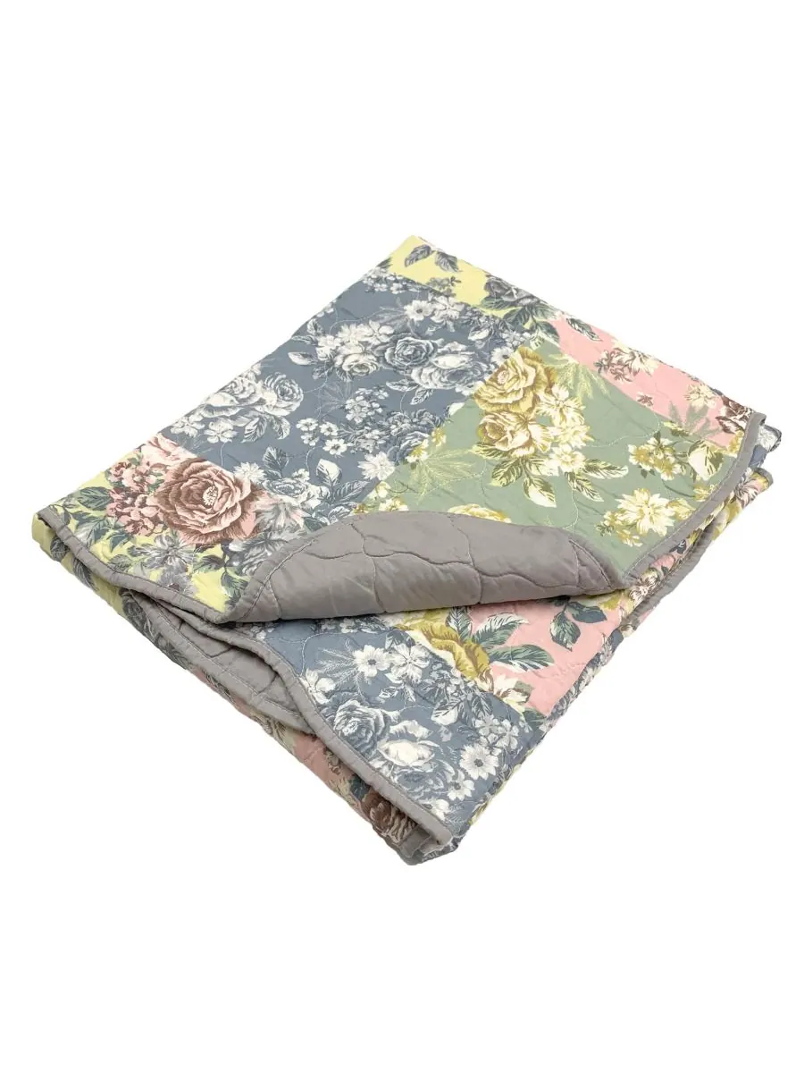 Традиционный стеганый плед Emma с цветочным узором, 50 x 60 дюймов Greenland Home Fashions — изображение 2 из 4, серый