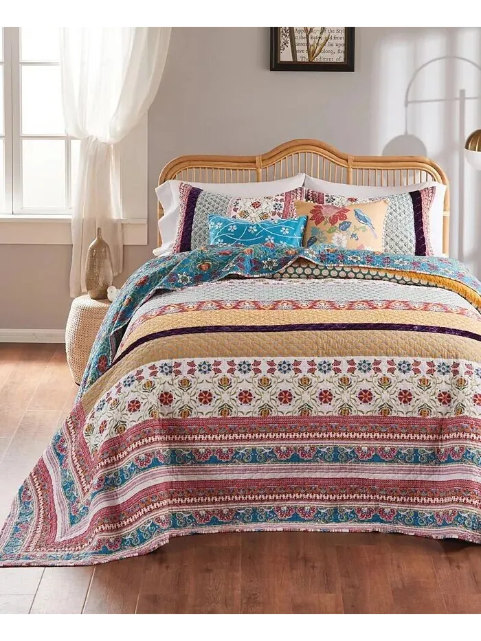 Коллекция хлопкового покрывала с бархатным декором в стиле бохо Thalia Greenland Home Fashions — изображение 3 из 4, мульти