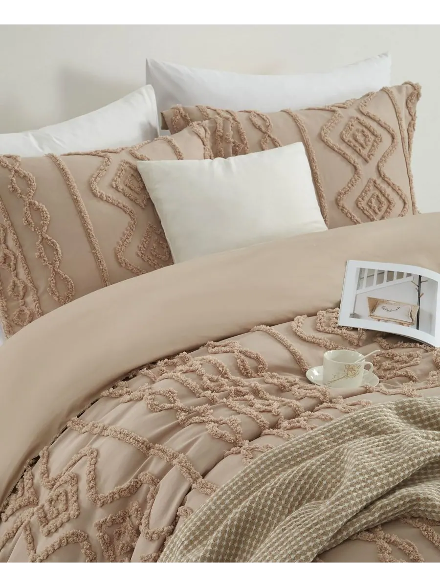 Комплект постельного белья Aluma Geometric из 3 предметов, размер Queen Stratford Park — изображение 3 из 5, хаки