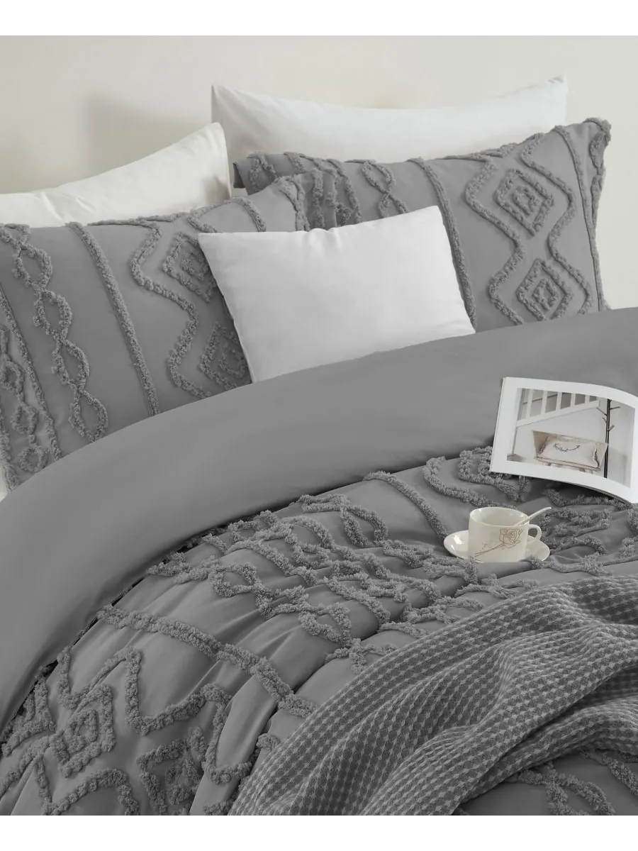 Комплект постельного белья Aluma Geometric из 3 предметов, размер Queen Stratford Park — изображение 3 из 5, серый