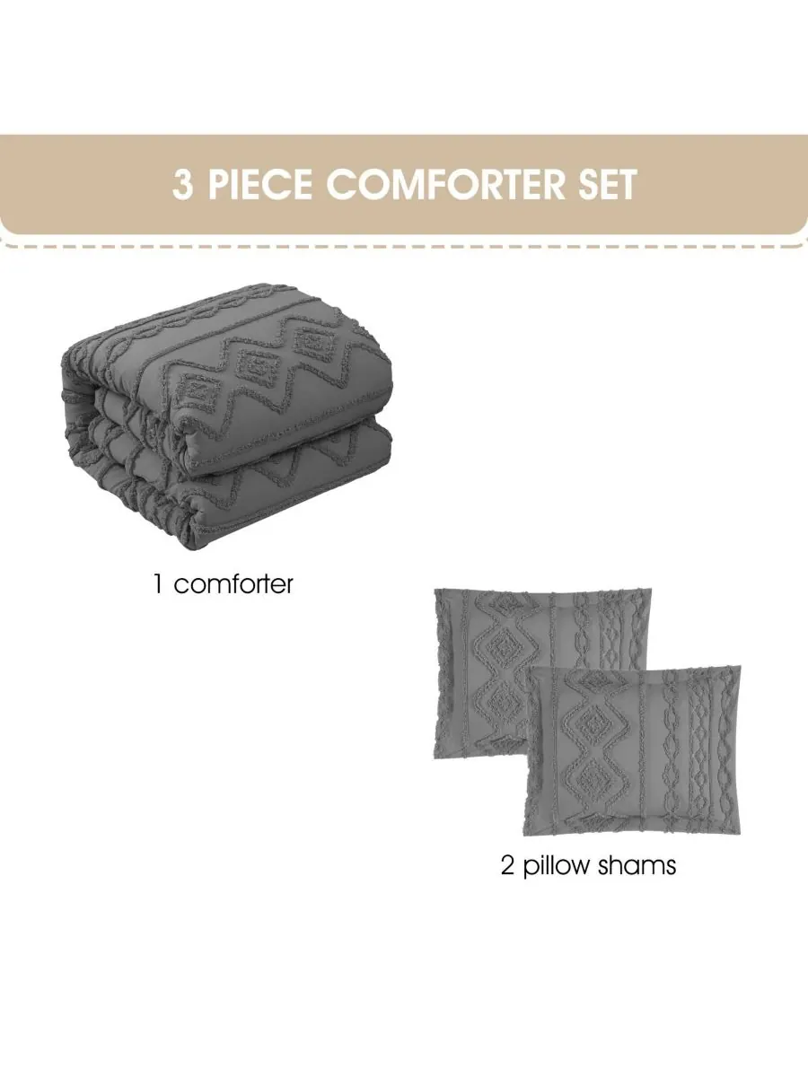 Комплект постельного белья Aluma Geometric из 3 предметов, размер Queen Stratford Park — изображение 5 из 5, серый