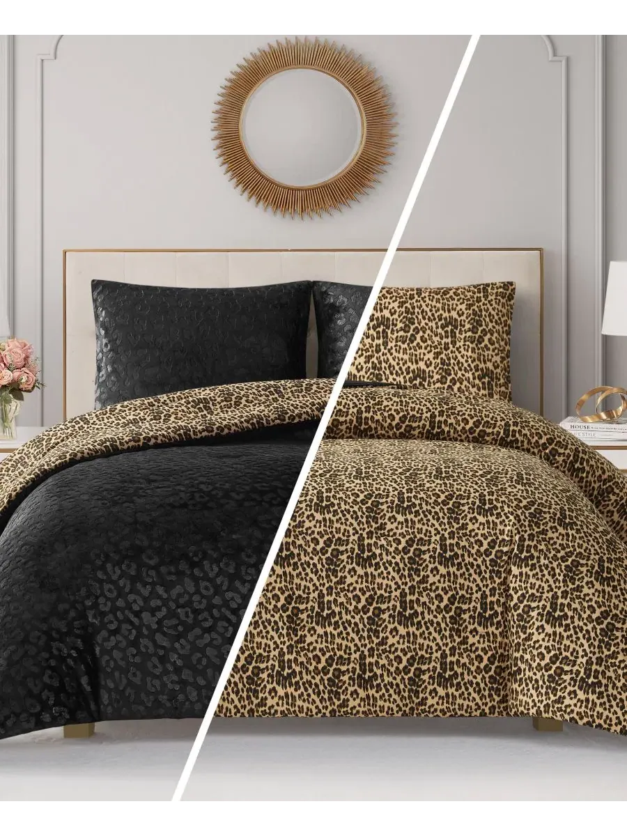 Комплект стеганого покрывала Juicy Couture, модель Embossed Leopard Reverse To Royal Leopard — изображение 7 из 7