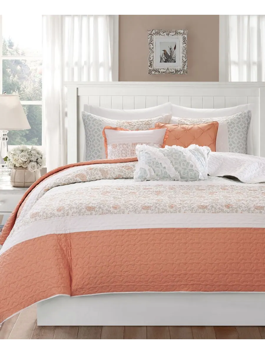 Комплект постельного белья Dawn Soft Cotton Percale из 6 предметов, размер King/Cal King Madison — изображение 1 из 5, коралл