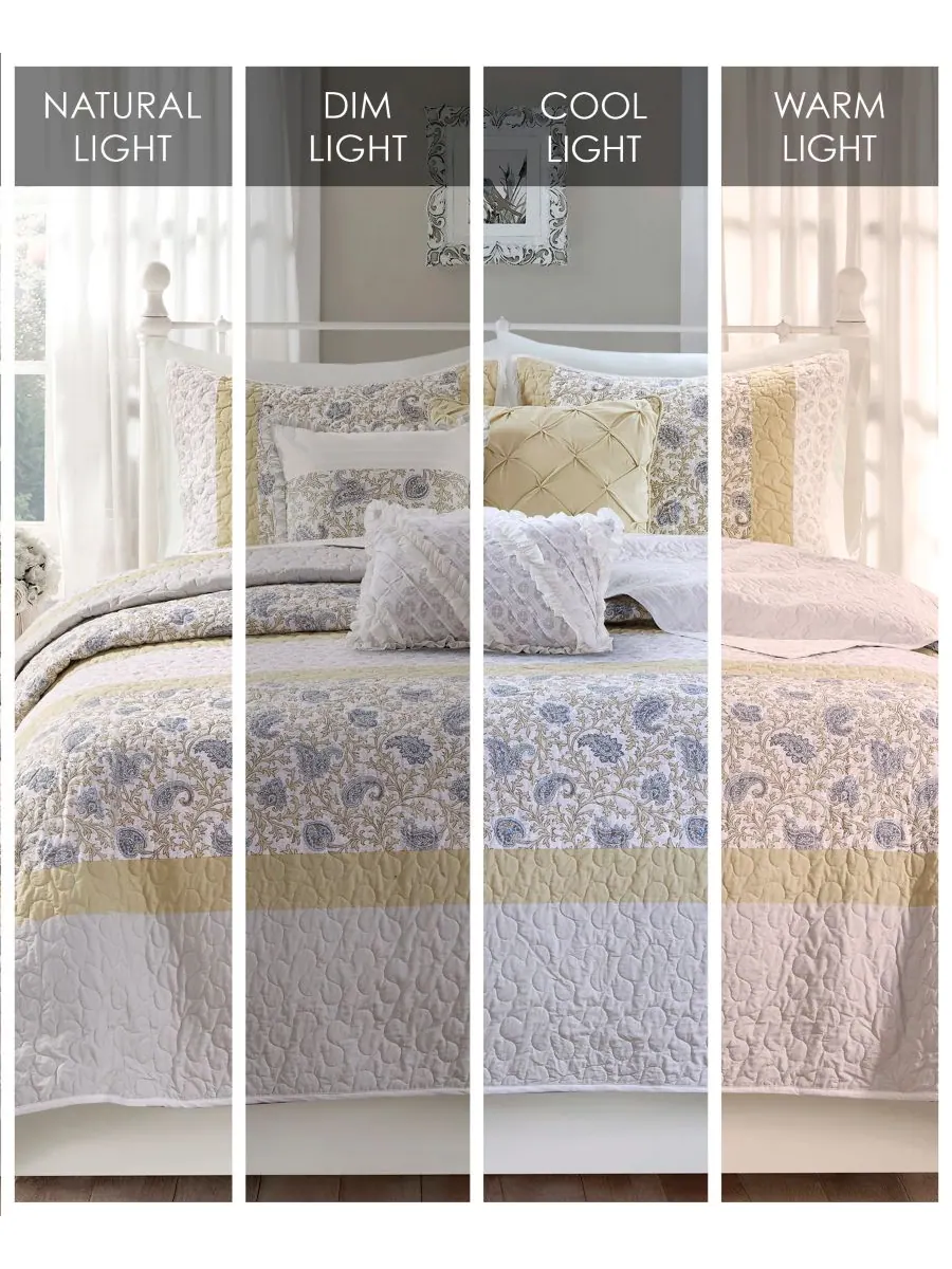 Комплект постельного белья Dawn Soft Cotton Percale из 6 предметов, размер King/Cal King Madison — изображение 3 из 9, желтый