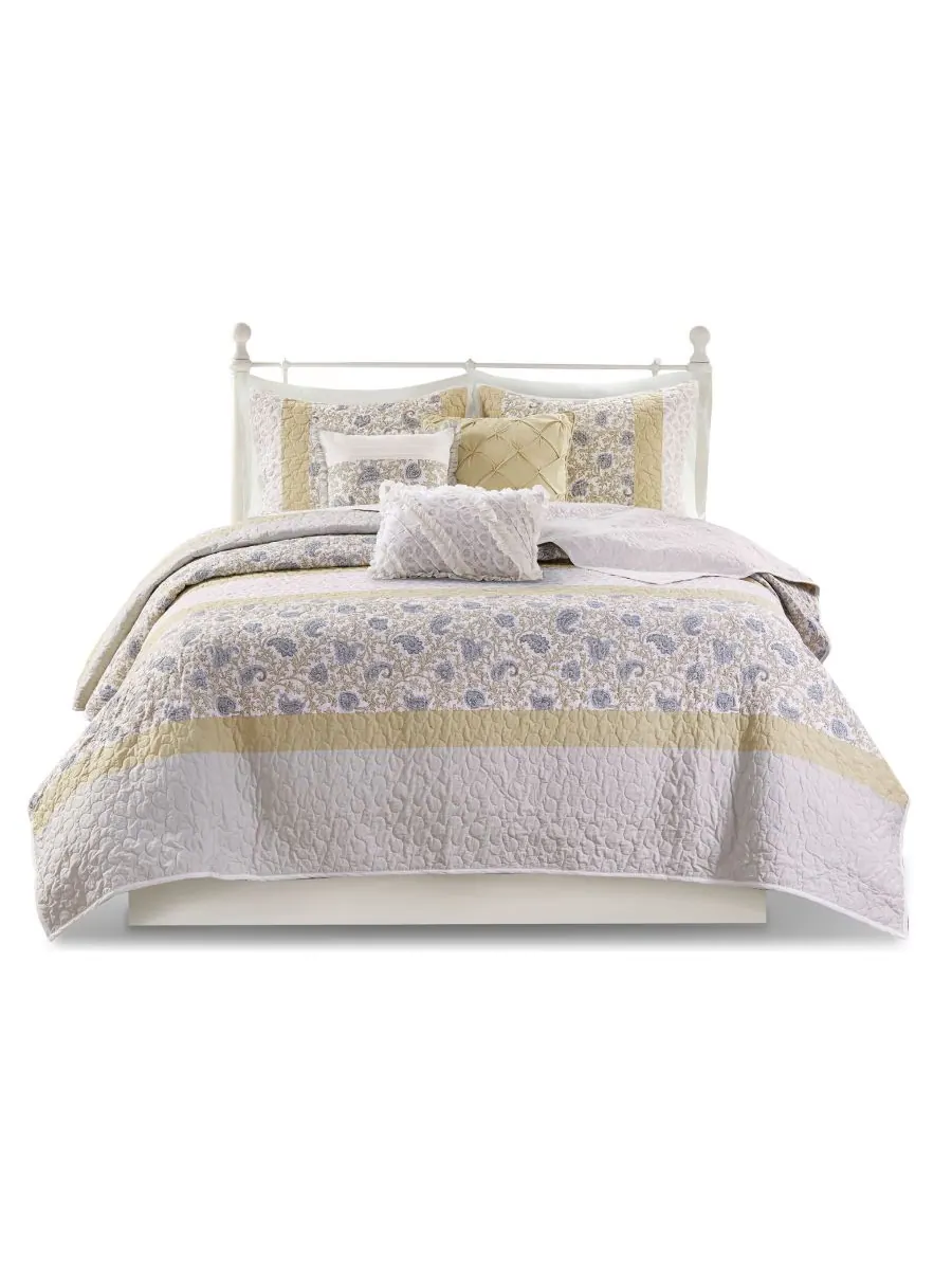 Комплект постельного белья Dawn Soft Cotton Percale из 6 предметов, размер King/Cal King Madison — изображение 4 из 9, желтый