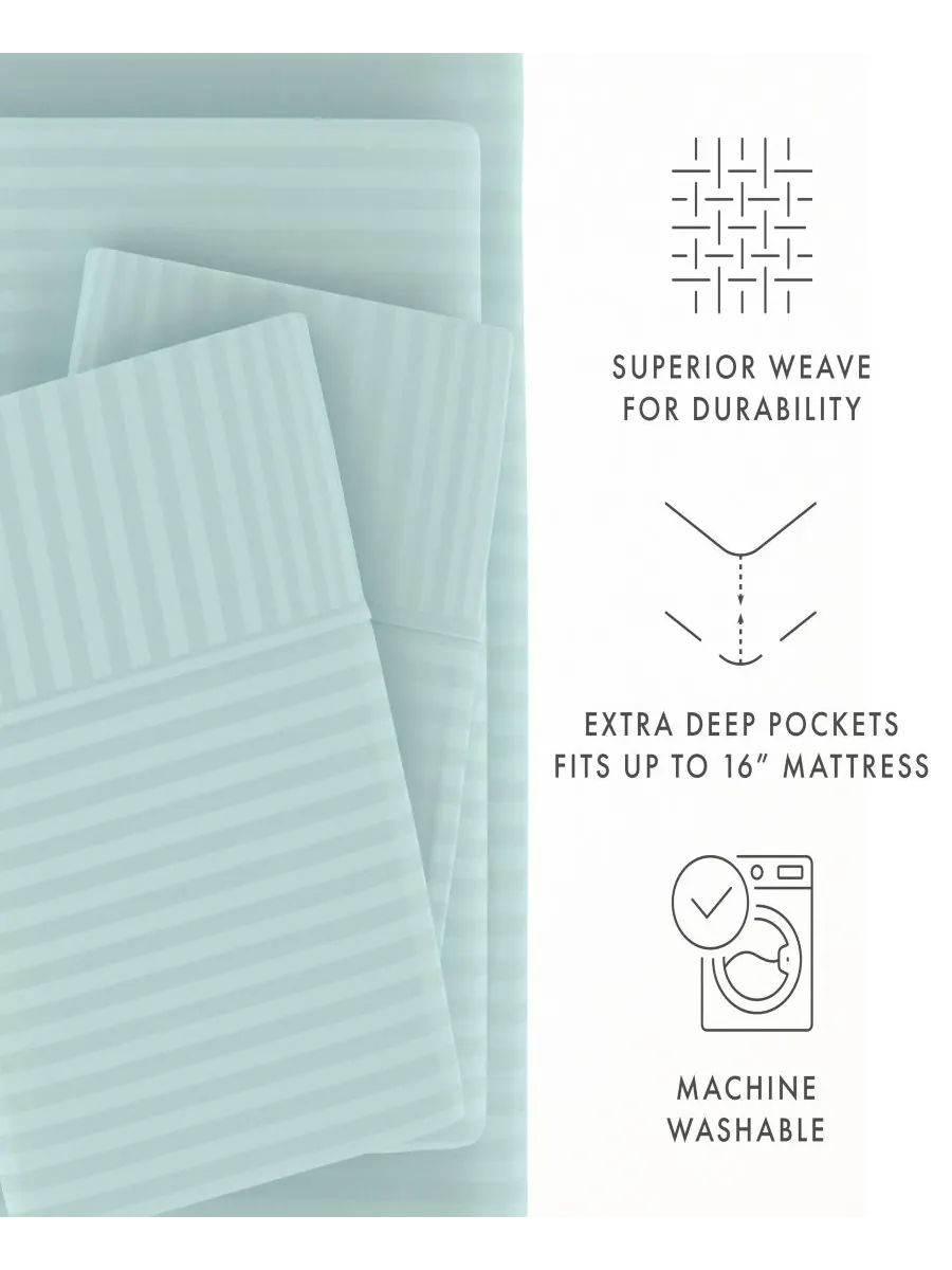 Комплект постельного белья Expressed In Embossed Striped из 4 предметов, размер Queen Ienjoy Home — изображение 5 из 10