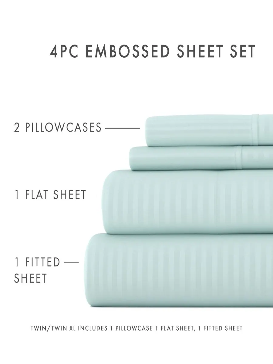 Комплект постельного белья Expressed In Embossed Striped из 4 предметов, размер Queen Ienjoy Home — изображение 7 из 10