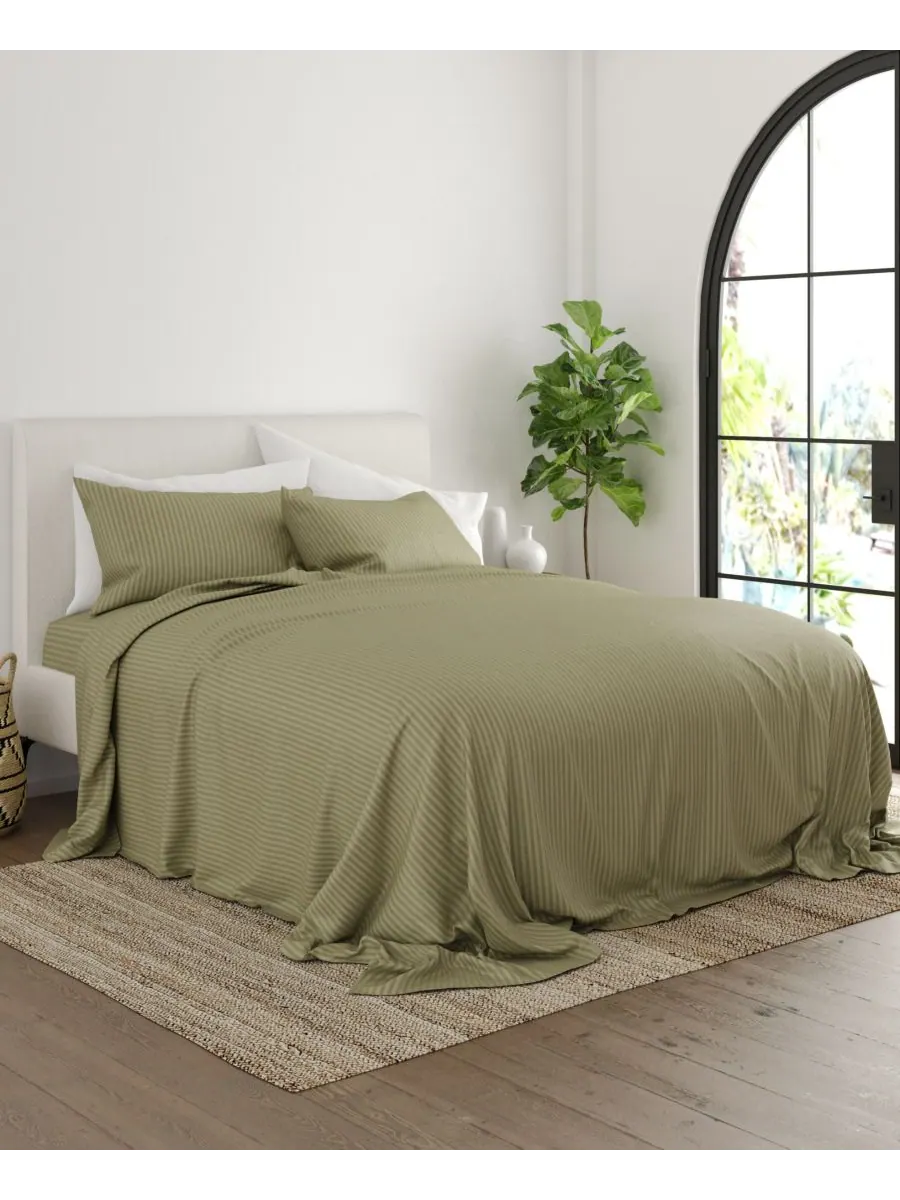 Комплект постельного белья Expressed In Embossed Striped из 4 предметов, размер Queen Ienjoy Home — изображение 2 из 10