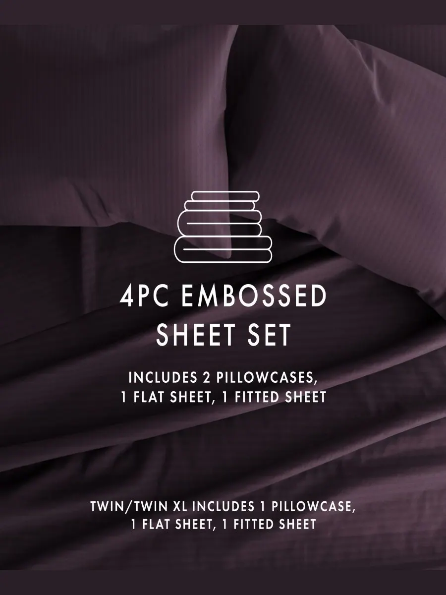 Комплект постельного белья Expressed In Embossed Striped из 4 предметов, размер Queen Ienjoy Home — изображение 8 из 10