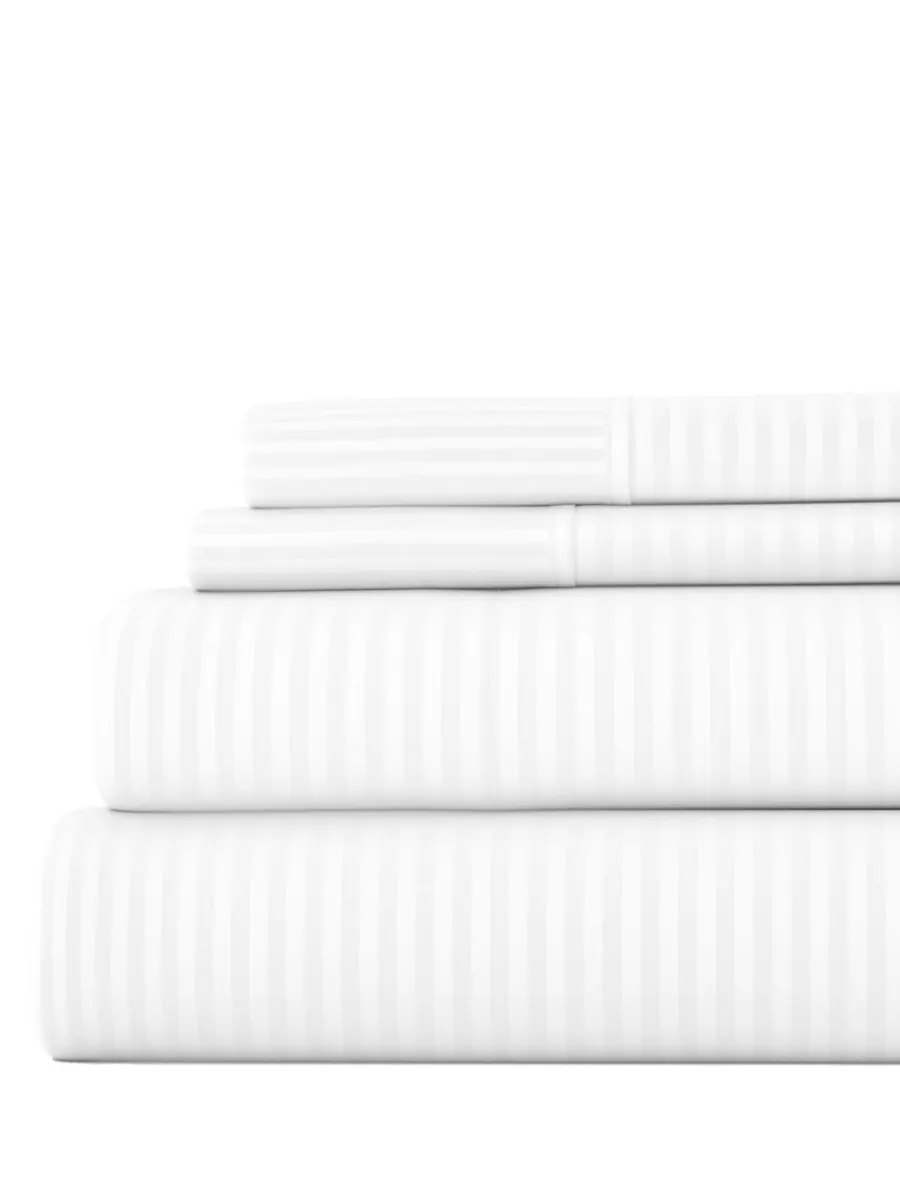 Комплект постельного белья Expressed In Embossed Striped из 4 предметов, размер Queen Ienjoy Home — изображение 1 из 10