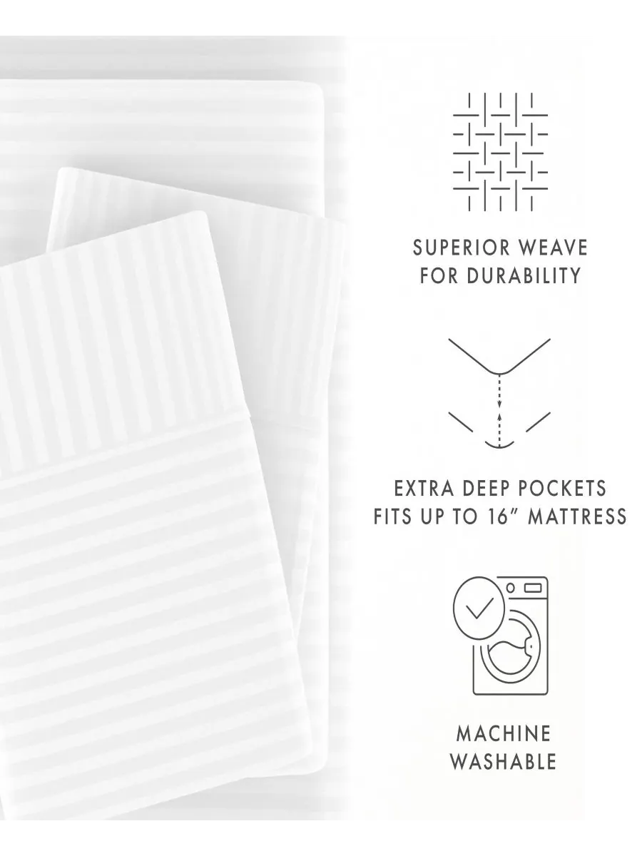 Комплект постельного белья Expressed In Embossed Striped из 4 предметов, размер Queen Ienjoy Home — изображение 5 из 10