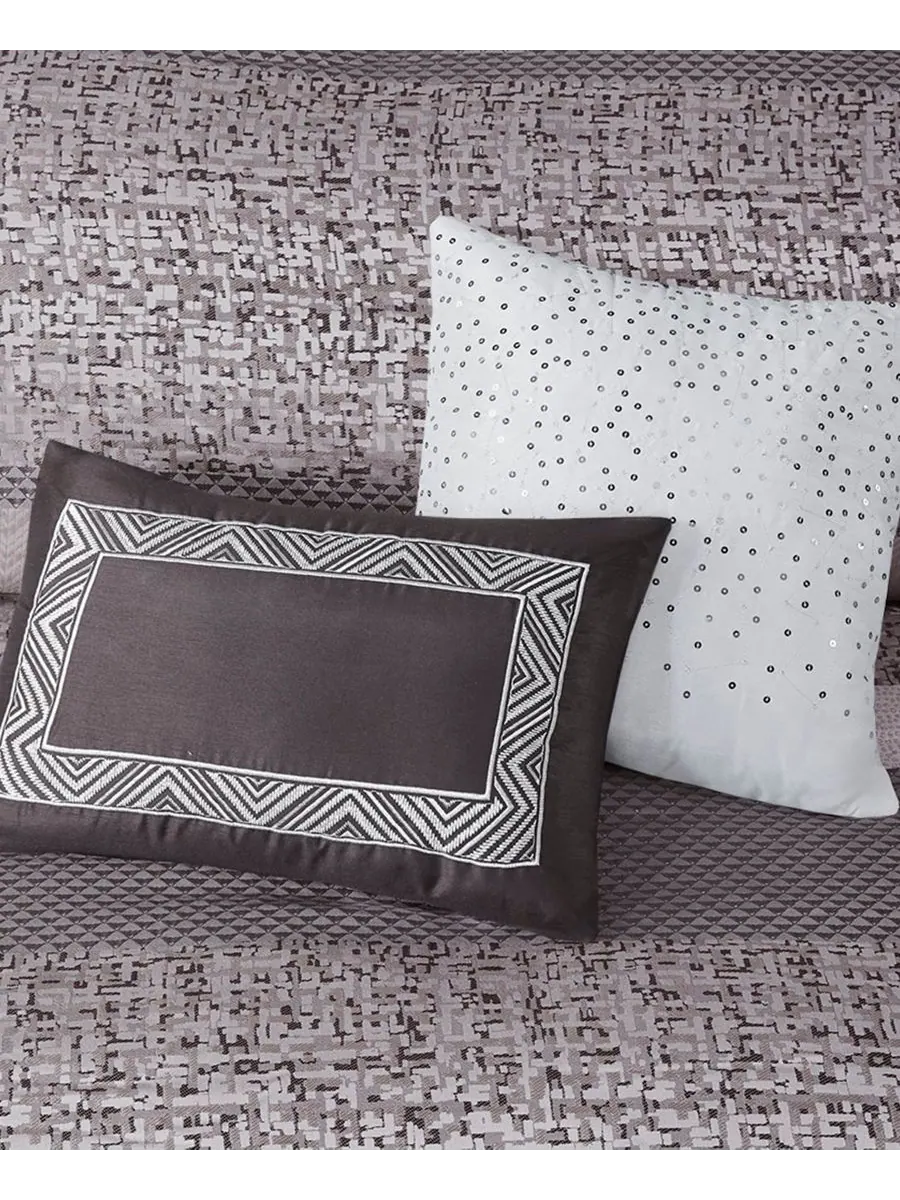 Комплект постельного белья Rhapsody Jacquard из 7 предметов, размер Queen Madison Park — изображение 3 из 10, серый