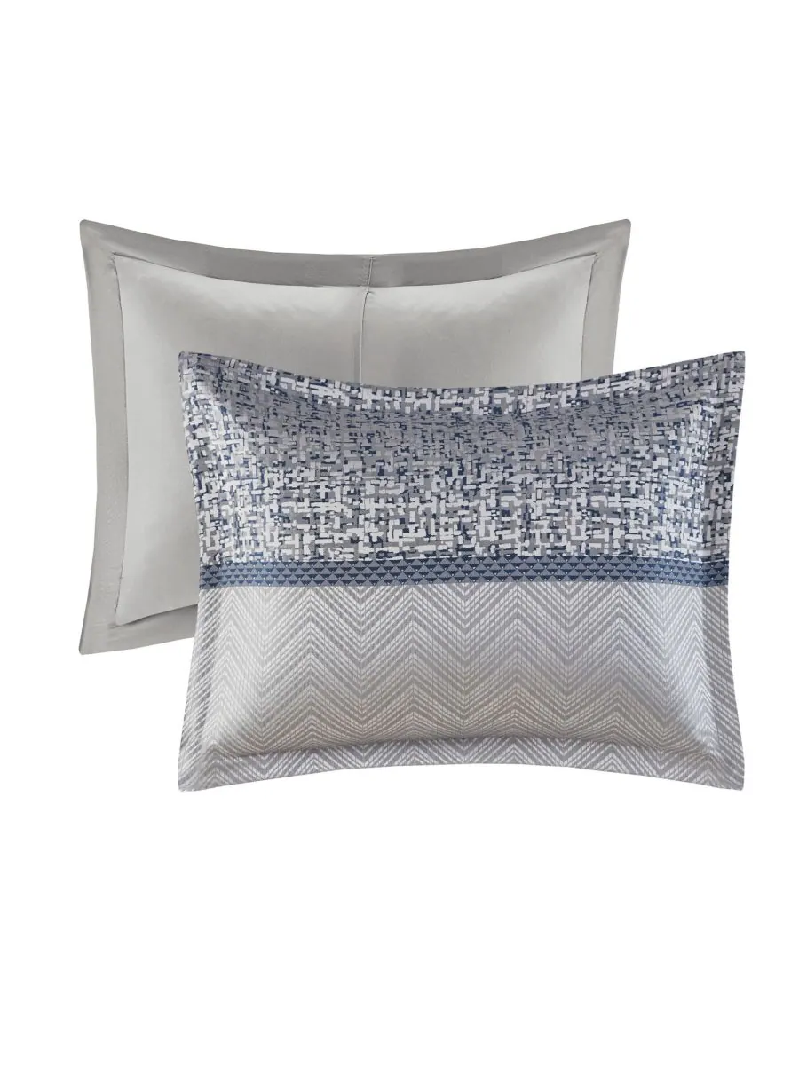 Комплект постельного белья Rhapsody Jacquard из 7 предметов, размер Queen Madison Park — изображение 2 из 10, темно-синий