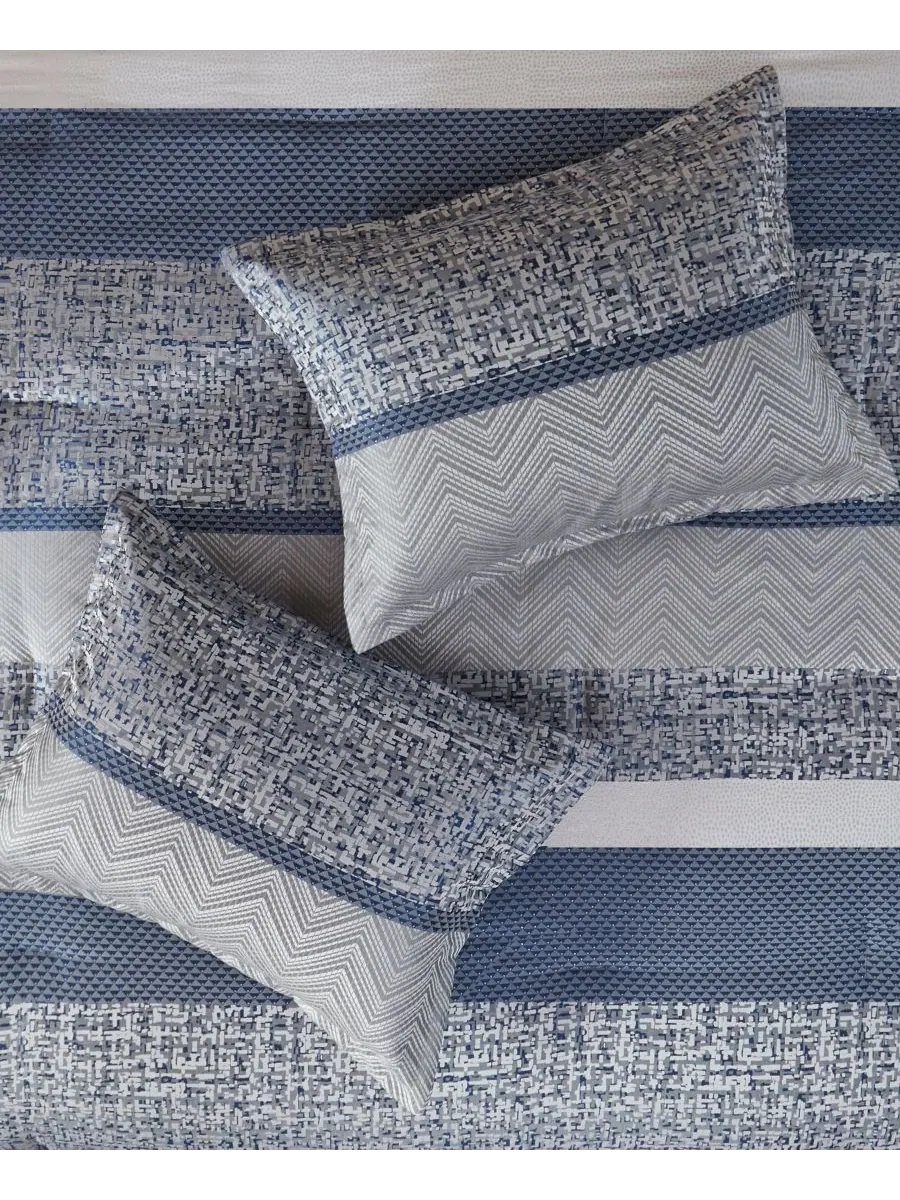 Комплект постельного белья Rhapsody Jacquard из 7 предметов, размер Queen Madison Park — изображение 5 из 10, темно-синий