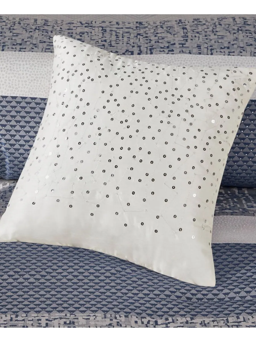 Комплект постельного белья Rhapsody Jacquard из 7 предметов, размер Queen Madison Park — изображение 9 из 10, темно-синий