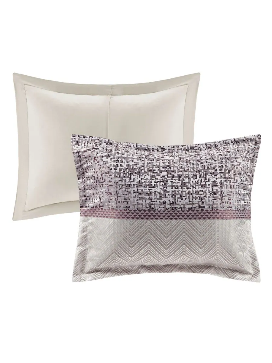 Комплект постельного белья Rhapsody Jacquard из 7 предметов, размер Queen Madison Park — изображение 4 из 10, фиолетовый