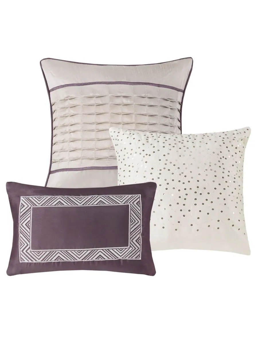Комплект постельного белья Rhapsody Jacquard из 7 предметов, размер Queen Madison Park — изображение 5 из 10, фиолетовый