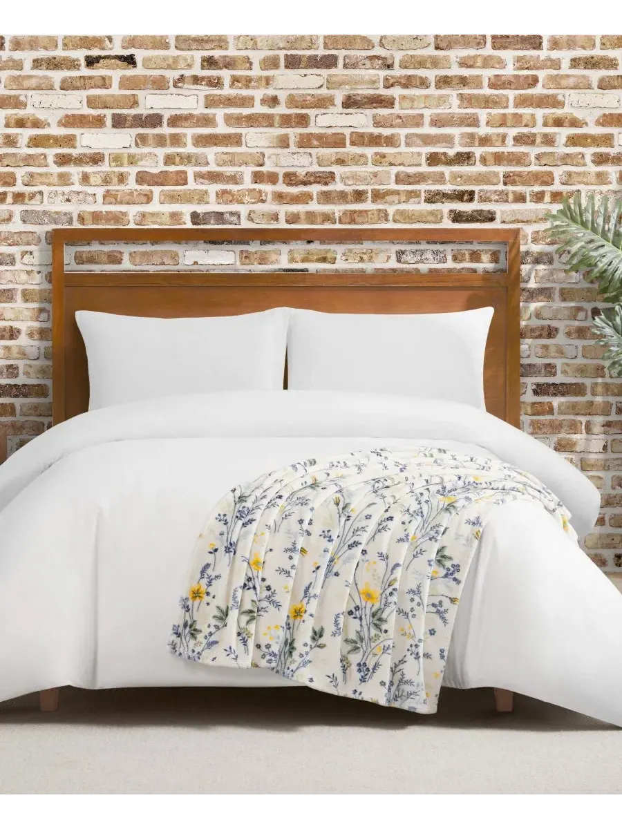 Плед из флиса Wildflower Plush, 127 x 178 см Lucky Brand — изображение 6 из 6, желтый