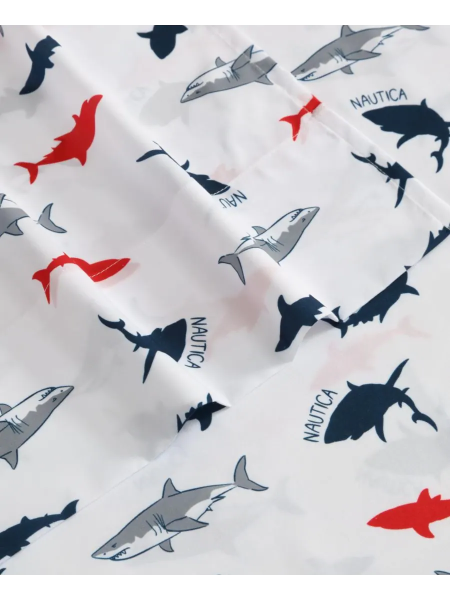 Комплект постельного белья Branson Sharks из микрофибры, 3 предмета, размер Twin XL Nautica — изображение 3 из 6, темно-синий
