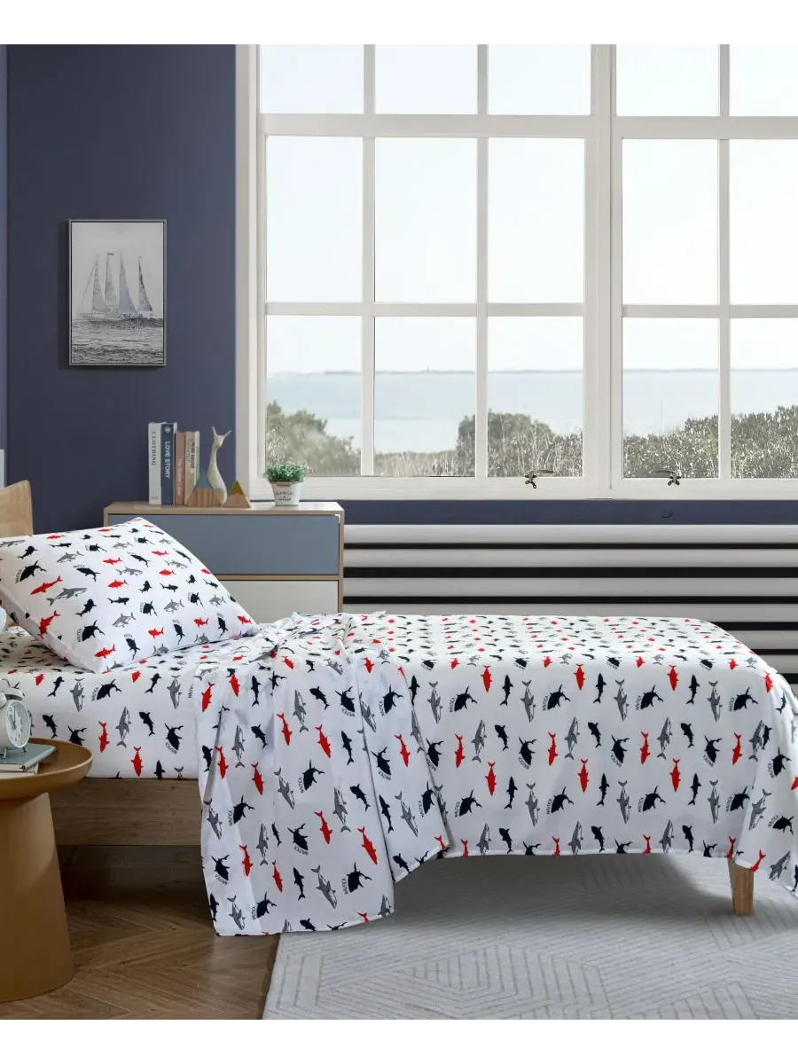 Комплект постельного белья Branson Sharks из микрофибры, 3 предмета, размер Twin XL Nautica — изображение 2 из 6