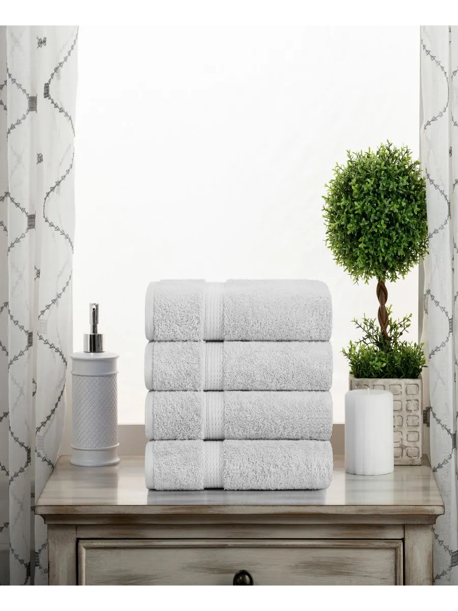 Набор из 4 полотенец для рук из 100% египетского хлопка Superior, Silver, Hand Towels